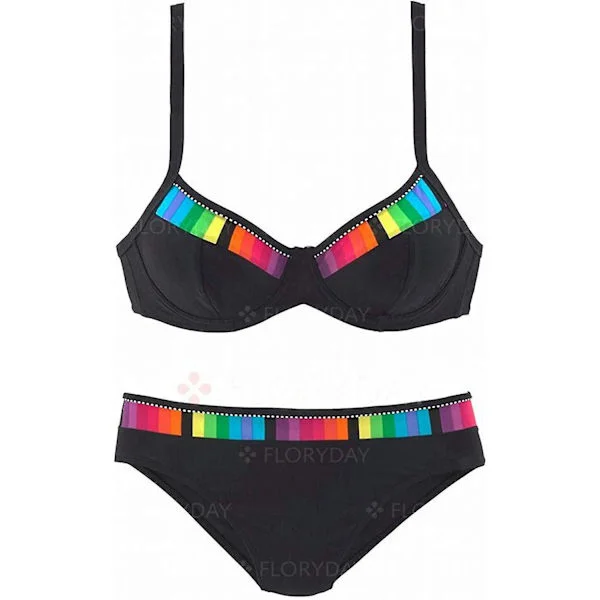 Gradient 4-färgad baddräkt hög midja baddräkt Bikini bygel Samlad baddräkt delad baddräkt hög midja baddräkt Sexig hög midja delad Bi