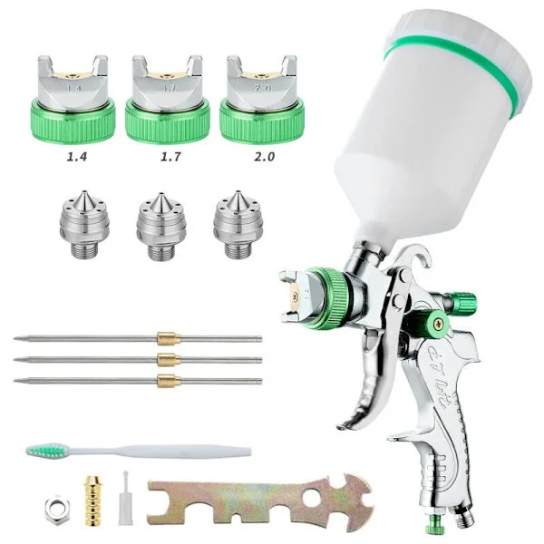 Profesjonelt høytrykks malingssprøyte sett luft sprøytepistol pneumatisk malingssprøyte HVLP tyngdekraftsmating sprøytepistol 600CC 1.4MM/1.7MM/2.0MM 
