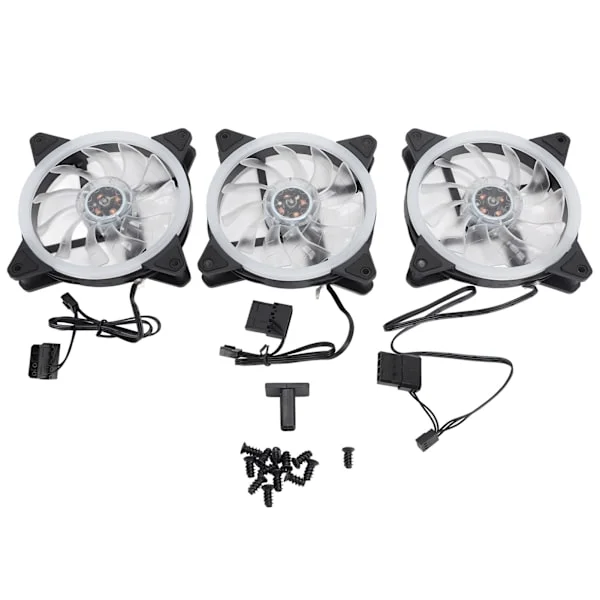 3-pack RGB-chassifläktar, 16 miljoner färger, 120 mm, hydrauliskt lager, 12V, dubbelkontakt, datorfläkt för stationärt chassi