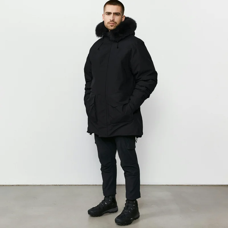 66 North men's Men's Drangajökull Gore-Tex Down Parka With Fur Jackets & Coats - Black - S