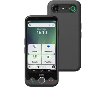 Doro Aurora A11, Graphite - Smartphone med trygghetsknapp & enkelt gränssnitt
