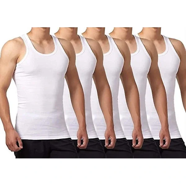 5-pak Herre tanktoppe i 100% bomuld, undertrøje (hvid*5) - XL