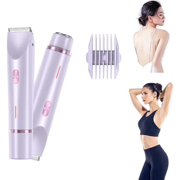2 i 1 Ladyshaver för Kvinnor, Elektrisk Rakapparat, Vattentät, Epilator, Bikinilinjetrimmer, Trimmer för Kvinnor, Lila