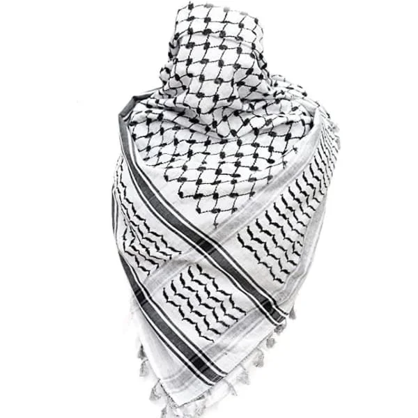 Palestinasjal, Keffiyeh, Arafat Hatta, röd med tofsar, Shemagh Keffiyeh Arabisk hundtandsmönster
