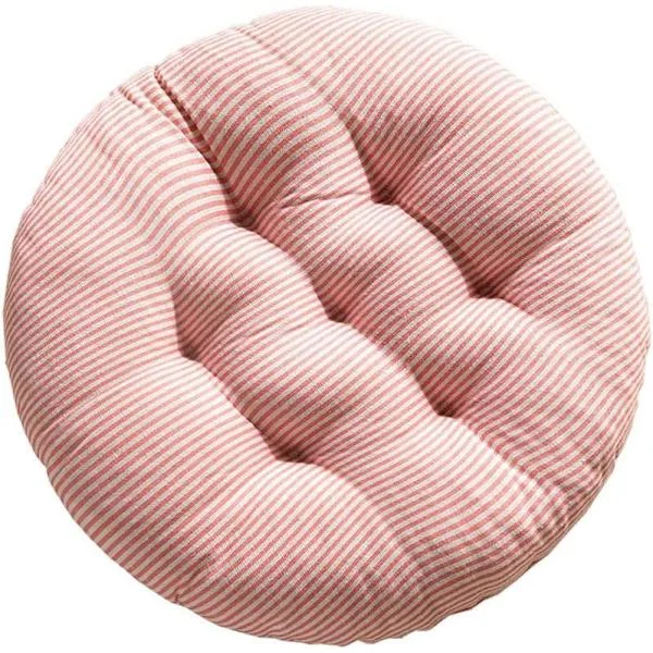 40x40cm Round Pink Striped Printed Chair Cushion Soft Class Offic