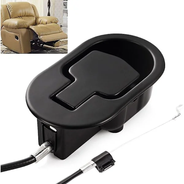 Recliner Replacement Parts - Universal Black Metal Pull Recliner Handle With Cable - Fits Ashley And Major Recliner Brands Sofa Style Pull Chair