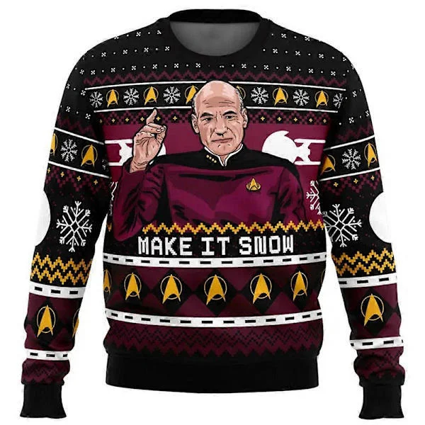 Captain Picard Star Trek Ugly Christmas Sweater Men Women Jumper Round Neck Long Sleeve Top Christmas 2025 New Sweatshirt 1 S