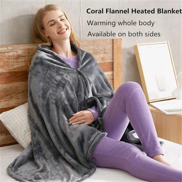 USB Heated Warm Shawl Portable Washable Heating Fleece Blanket Unisex Plush Blanket for Home Office A