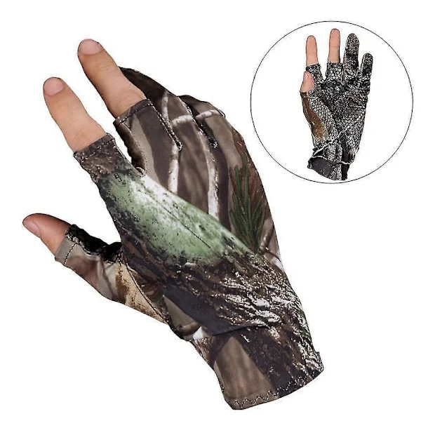 Camouflage Liukumattomat Kalastuskäsineet Joustava Lapanen 3 Sormea Leikattu Kalastus Retkeily Metsästyskäsineet