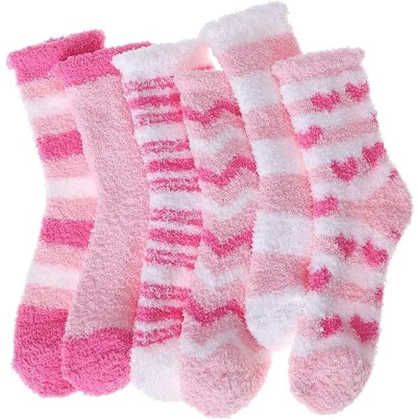 A pair of soft plush socks for women, cozy winter socks, thick pink
