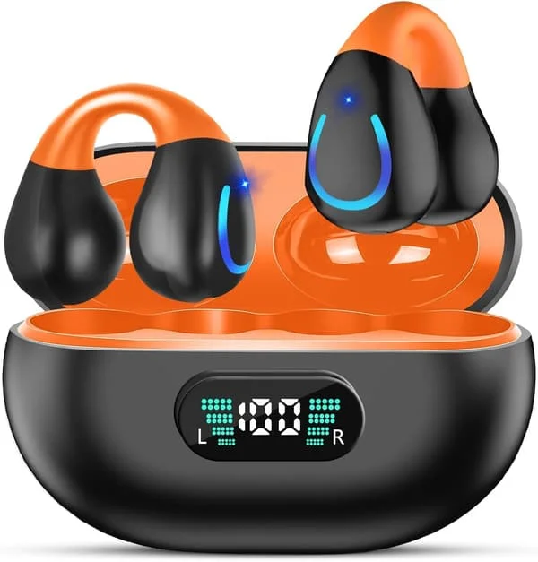 Clip On -nappikuulokkeet Bluetooth 5.3 Langattomat nappikuulokkeet Avokorva-luujohtokuulokkeet Urheilukuulokkeet LED-digitaalinäytöllä Latauskotelo 