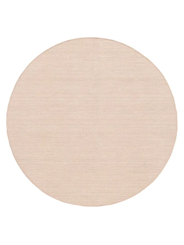 Eén Kleur Handloom Flat Vloerkleed - Lichtroze Ø 200 Wol, In Moderne Stijl