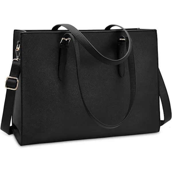 Waterproof Laptop Bag for Women - Lightweight Leather 15.6 Inch Business Tote, Large Capacity, unlined