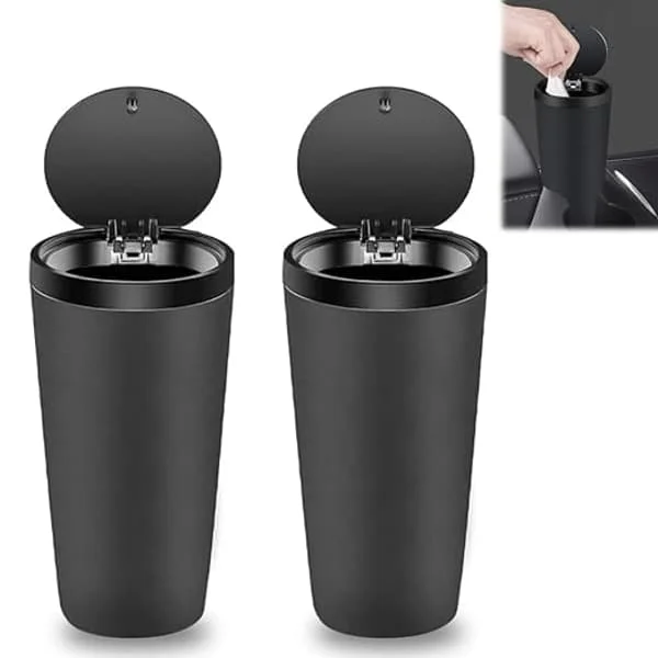 Mini Car Trash Can with Lid: 2 Pieces 800ml Portable Car Trash Can, Car