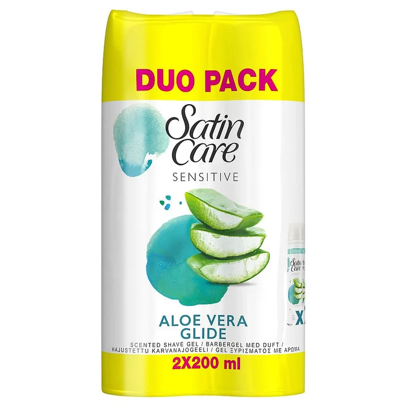 Gillette Satin Care Shaving Gel Aloe Vera 2x200 ml, Hudpleje, Hårfjerning, Barberskum & Gel