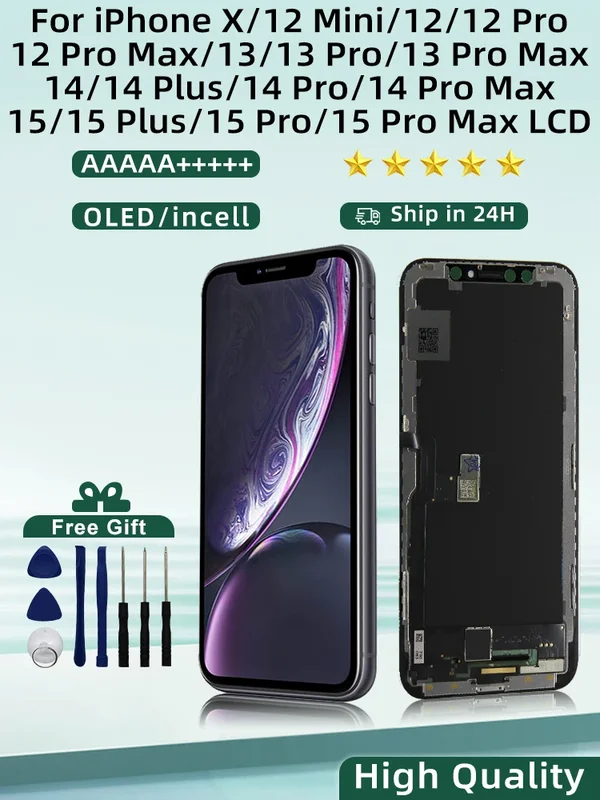 AliExpress - OLED pour iPhone 12 Pro Max 13 Mini 12 écran LCD 3D écran tactile numériseur pour iPhone 14 plus 14 Pro Max 15 Plus affichage X 11