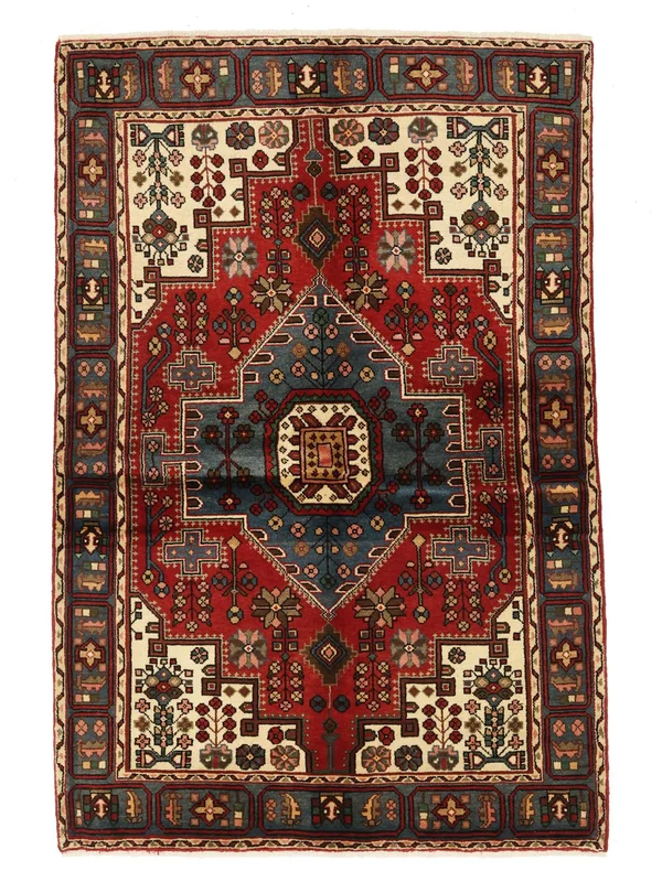 Nahavand Rug Hand Knotted 136X207 Black/Dark Red