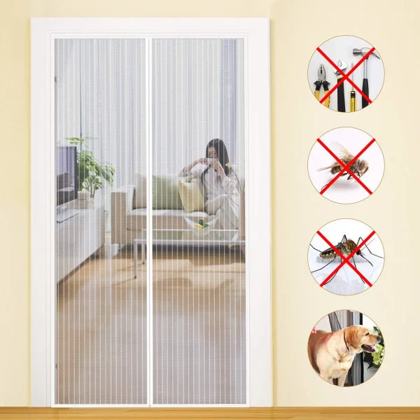 MYCARBON Myggnät Dörr Magnetisk Flugnät Anti-myggnät Dörr (Vit) 80X200CM