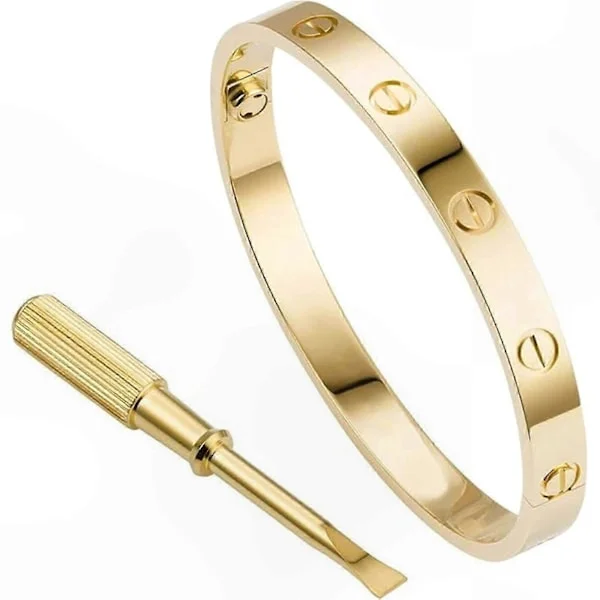 Elegant armbånd i rustfrit stål med skruedesign til kvinder og mænd - Love-serien armbånd med hængsel, smykkegave