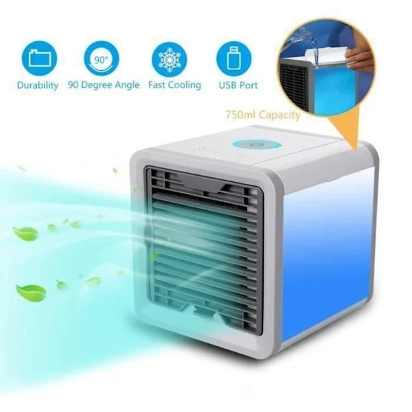 (Hvid) Mini Bærbar Aircondition Ventilator - Chu16672 - Hvid/Grå - Ultra-stille og økonomisk