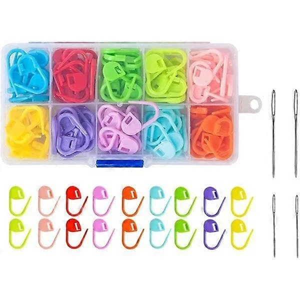 Stitch Markers 120 Pcs Crochet Markers with 4 Pcs Large Eye Blunt Needles 3 Sizes for Knitting.