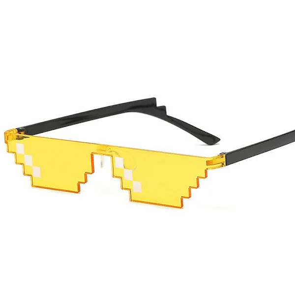 Solglasögon Pixelated Vuxen Märke Fest Glasögon Mosaik UV400 Vintage Glasögon Unisex Present Leksak Glasögon(gul)