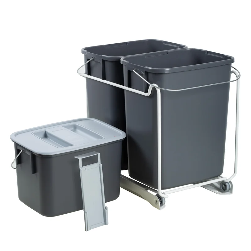 Nordiska Plast 81270009 Kildesorteringssett med uttrekk, 2 x 12 l, 1 x 7 l, Lager & miljø
