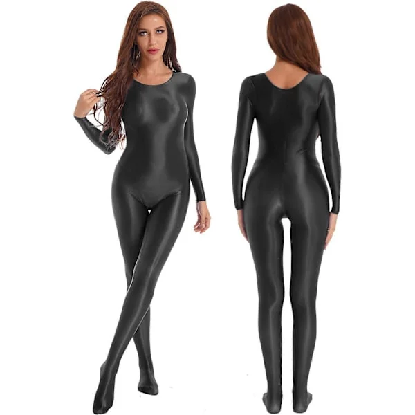 9 farver Sexet Dame Blank Badedragt Badetøj Langærmet Teddies Bodystocking Silkeagtig Heldragt Jumpsuit Udslæt Beskyttelse