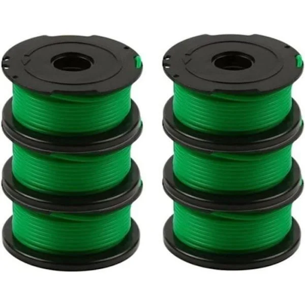 (Grønn) Pakke med 6 grønne trimmerlinjespoler for Black & Decker GL7033 GL8033 GL9035 A6482