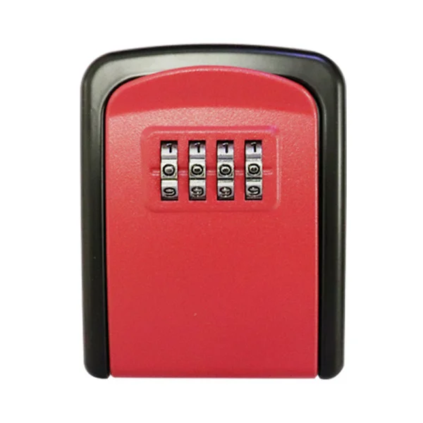 Small Key Box with Password Lock, Metal Door, for Outdoor Wall, Anti-theft, Red Box