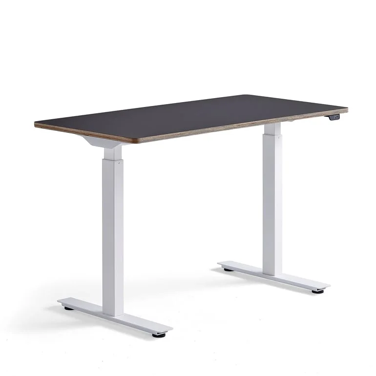 Standing desk NOVUS, 1200x600 mm, white frame, black table top
