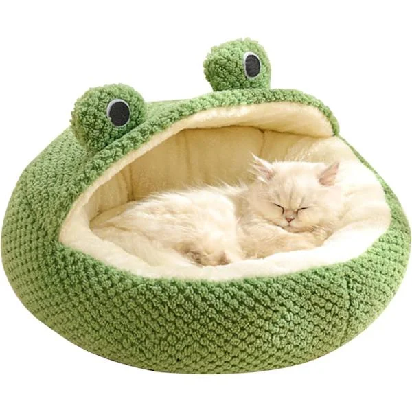 Pet Bed Dog Bed Squishmallow Cat Bed Frog Cat Bed Long Plush Winter Autumn Thermal Cute Non-Slip Pet Bed Removable Cat Bed-FX-