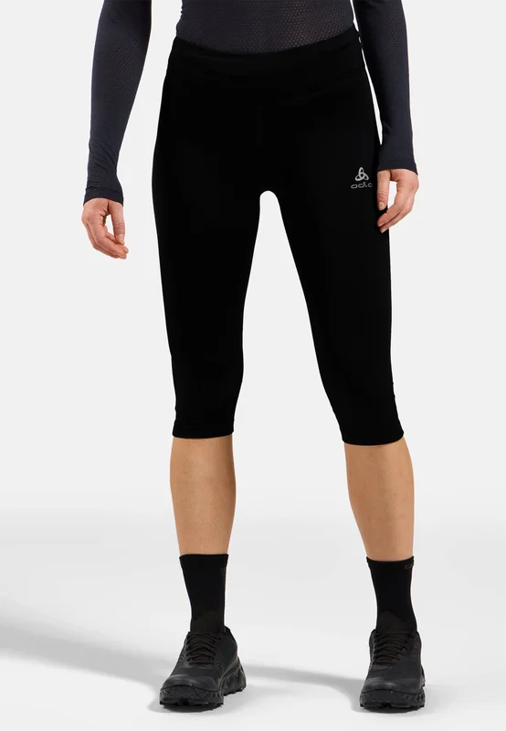 Odlo Women's Essential 3/4 Running Tights, XS, black