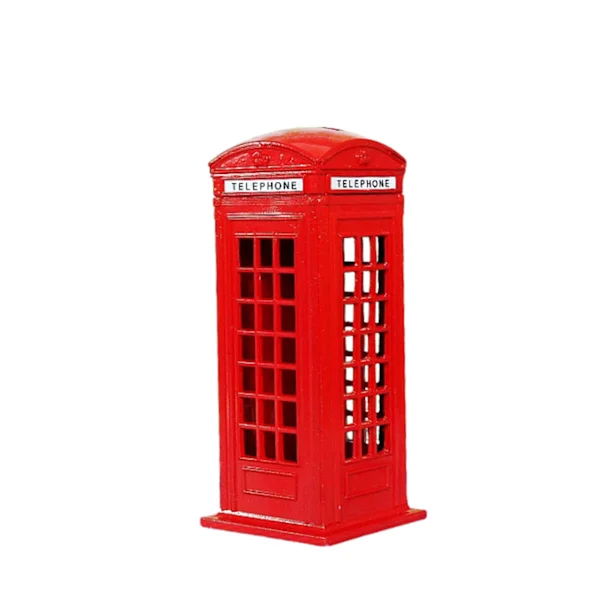 Red Telephone Booth Money Box Large Capacity Decorative Money Saver For Home 15cm