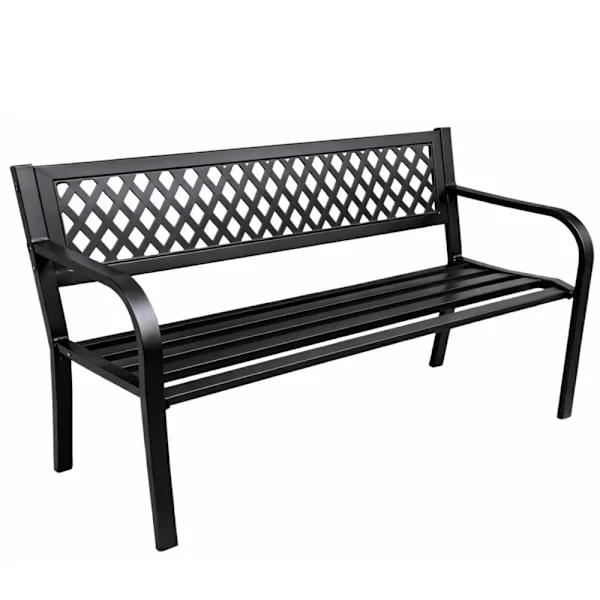 Trädgårdsbänk i stål med ryggstöd 120x49x76 cm svart