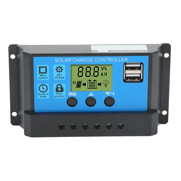 12V 24V Solcelle Laderegulator USB PWM LCD-skjerm 10A Fotovoltaisk Panel Regulator