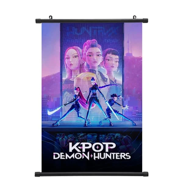 KPop Demon Hunters Anime Lerret Plakat Veggkunst for Soverom Hybel Stue Innredning 30 x 45 cm