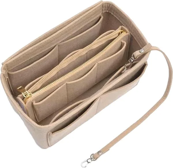 Veske i Veske Organizer, Håndveske Organizer, Innerpose, Brun, 22x11x13cm, 1 Stykke