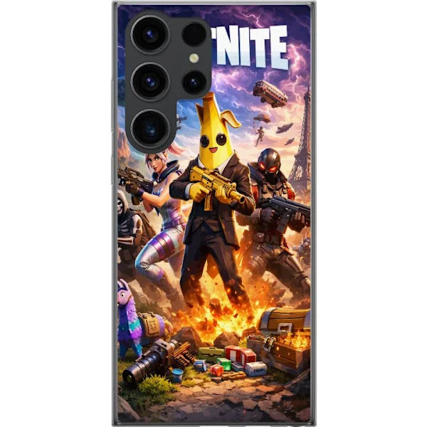 Kompatibelt Mobilskal till Samsung Galaxy S24 Ultra Actionfigurer i explosiv stadsscen med dramatisk himmel och intensiva färger i spelinspirerad sti