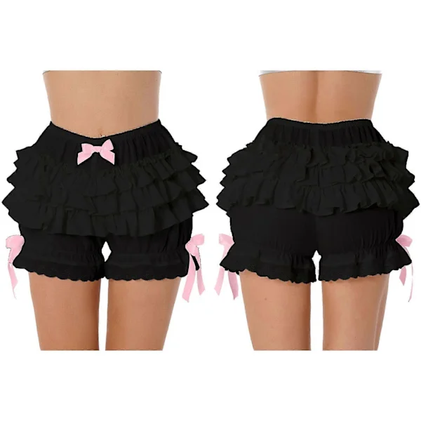 Kvinner Jente Maskerade Party Kostyme Ruffle Bloomers Sløyfeknute Frilly Truser Solid Farge Shorts