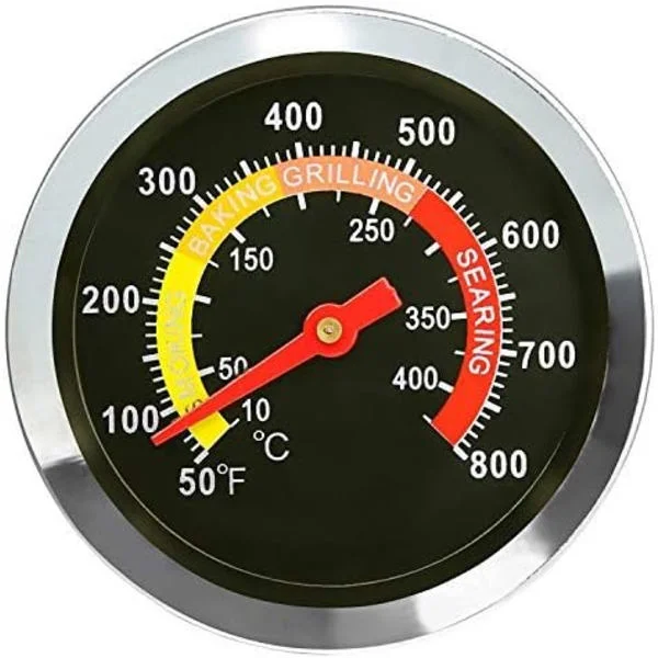 6 cm udendørs grill ryger termometer i rustfrit stål, grill ryger temperaturmåler, grill reservedele til grillmadlavning