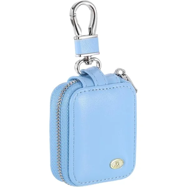 Hörlursfodral, Hörlursfodralhållare, PU Läder Hörlursfodral Dragkedja Organizer Liten med Meshficka, Blå