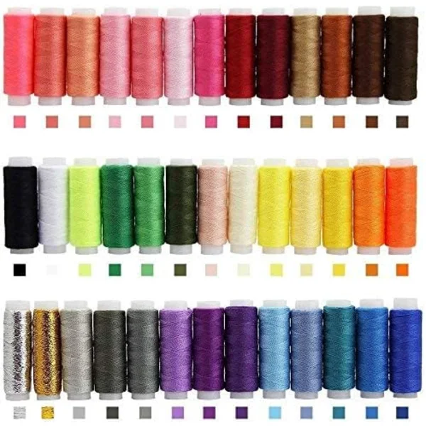 [LCS] Sewing Thread (39 Different Colors), Strong Thread for Hand Sewing with Sewing Machine, Advanced Polyester Thread Spool Set, Colorful Sewing 