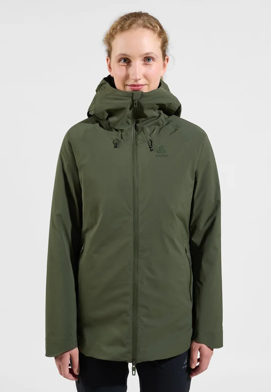 Odlo Women's Ascent S-Thermic Waterproof Insulated Jacket, XS, green
