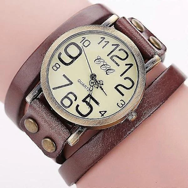 Ccq Märke Vintage Ko Läder Armbandsur Herr Dam Armbandsur Quartz Co