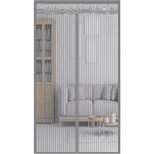 Magnetisk nätgardin, myggsäker, förtjockat nät, hel ram med kardborreband, 100x210 cm cinzento