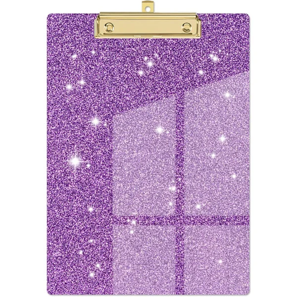 Acrylic Clipboard, Fashion Glitter Clipboard, Standard Letter Size Clipboard, A4 Size 12.5" x 9", Office Supplies and Accessories (Purple)