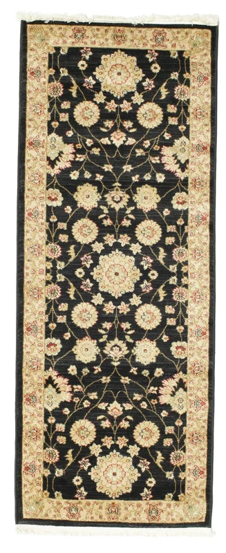 Farahan Ziegler Noir Tapis De Couloir Petit Oeko-Tex