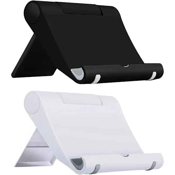 2-pack justerbart mobiltelefonställ för skrivbord, hopfällbart mobiltelefonställ, svart och vitt, kompatibelt med smartphones
