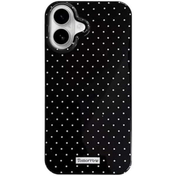 Fodral för iPhone 13 iPhone 14 med sött prickigt mönster, estetisk design, enkelt stilrent mjukt TPU-skyddsfodral för iPhone 13/14 - Vit